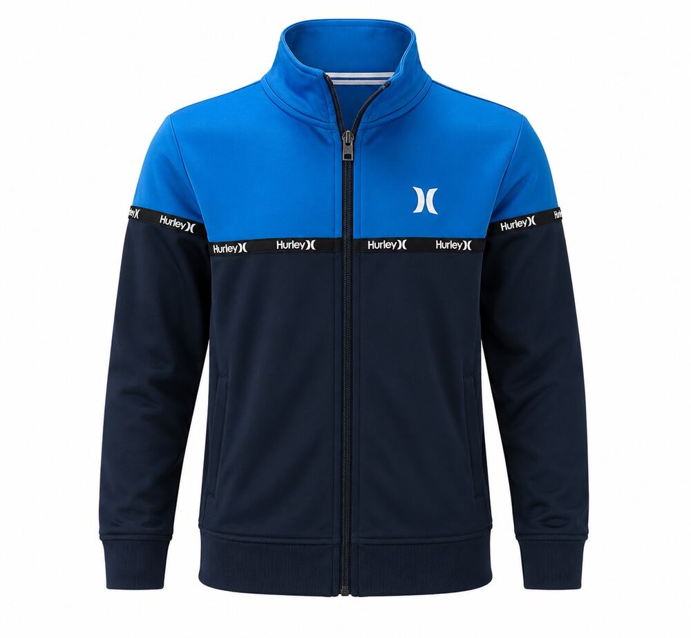 Hurley Boys Youth Size 7 Blue Navy Full Zip Track Jacket Athletic Colorblock